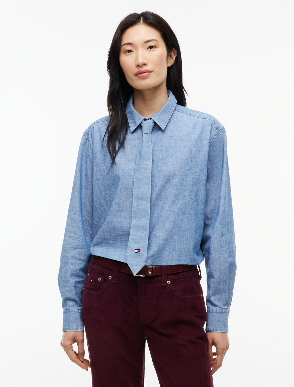 Chambray Tie Shirt, Denim Light, hi-res