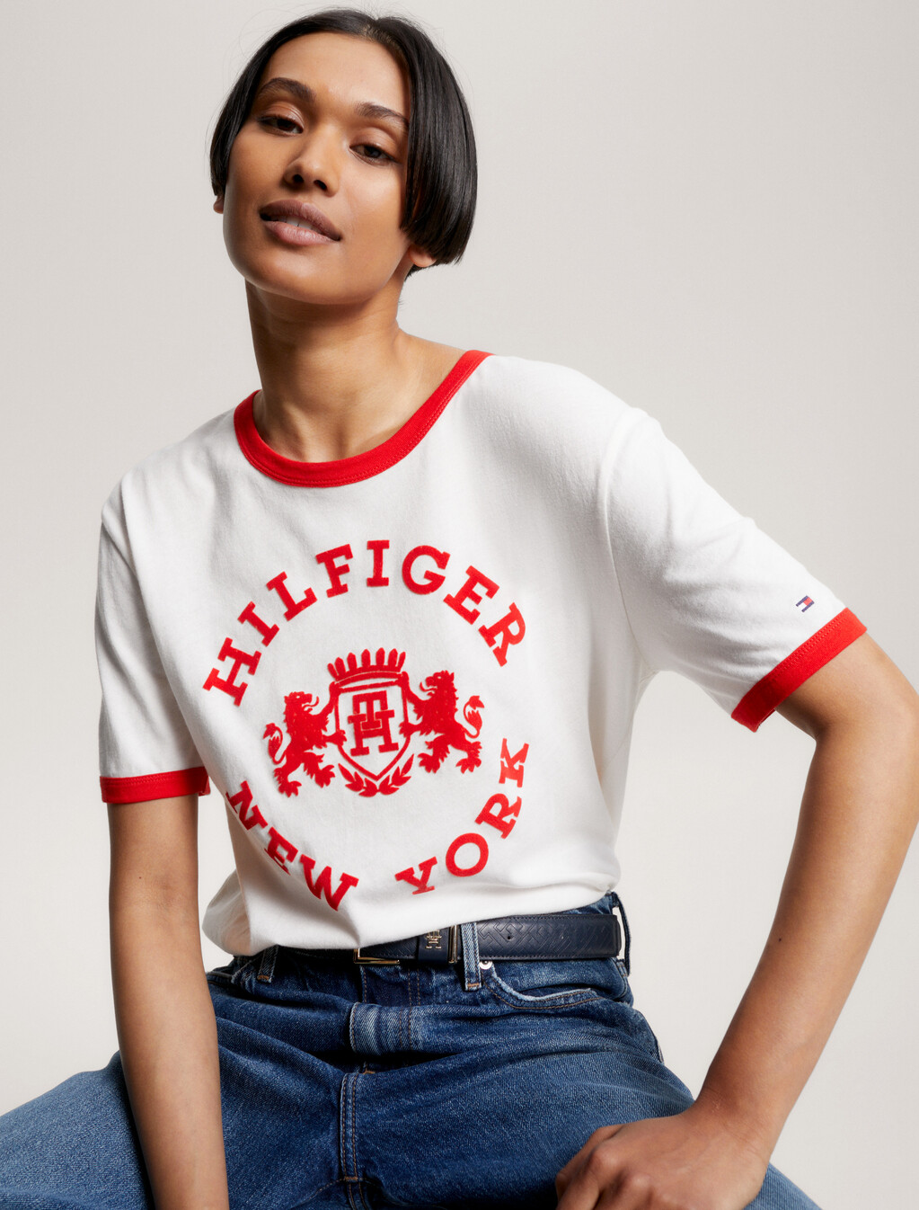 Varsity Flocked Logo T-Shirt, Ancient White, hi-res