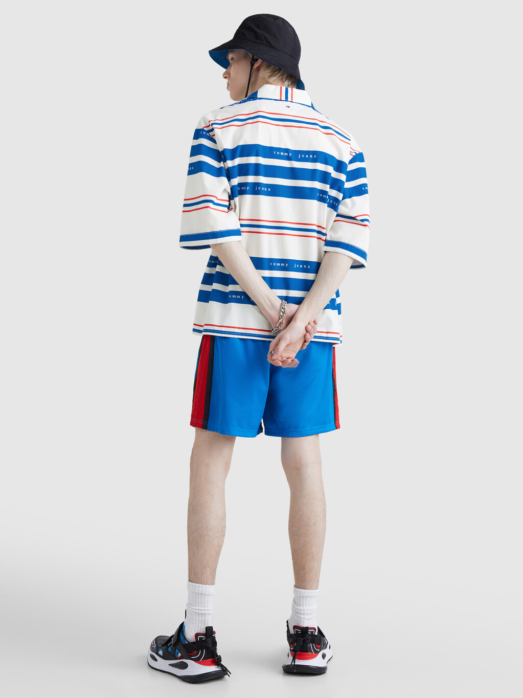 Dual Gender Mixed Stripe Bowling Shirt, Ecru, hi-res