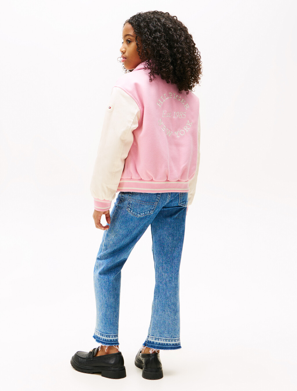 Back Logo Varsity Bomber Jacket, Pink Sugar, hi-res