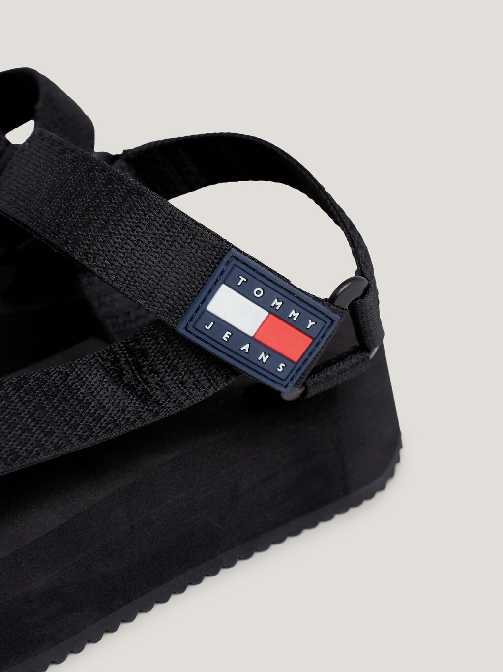Cleat Flatform Badge Sandals, Black, hi-res
