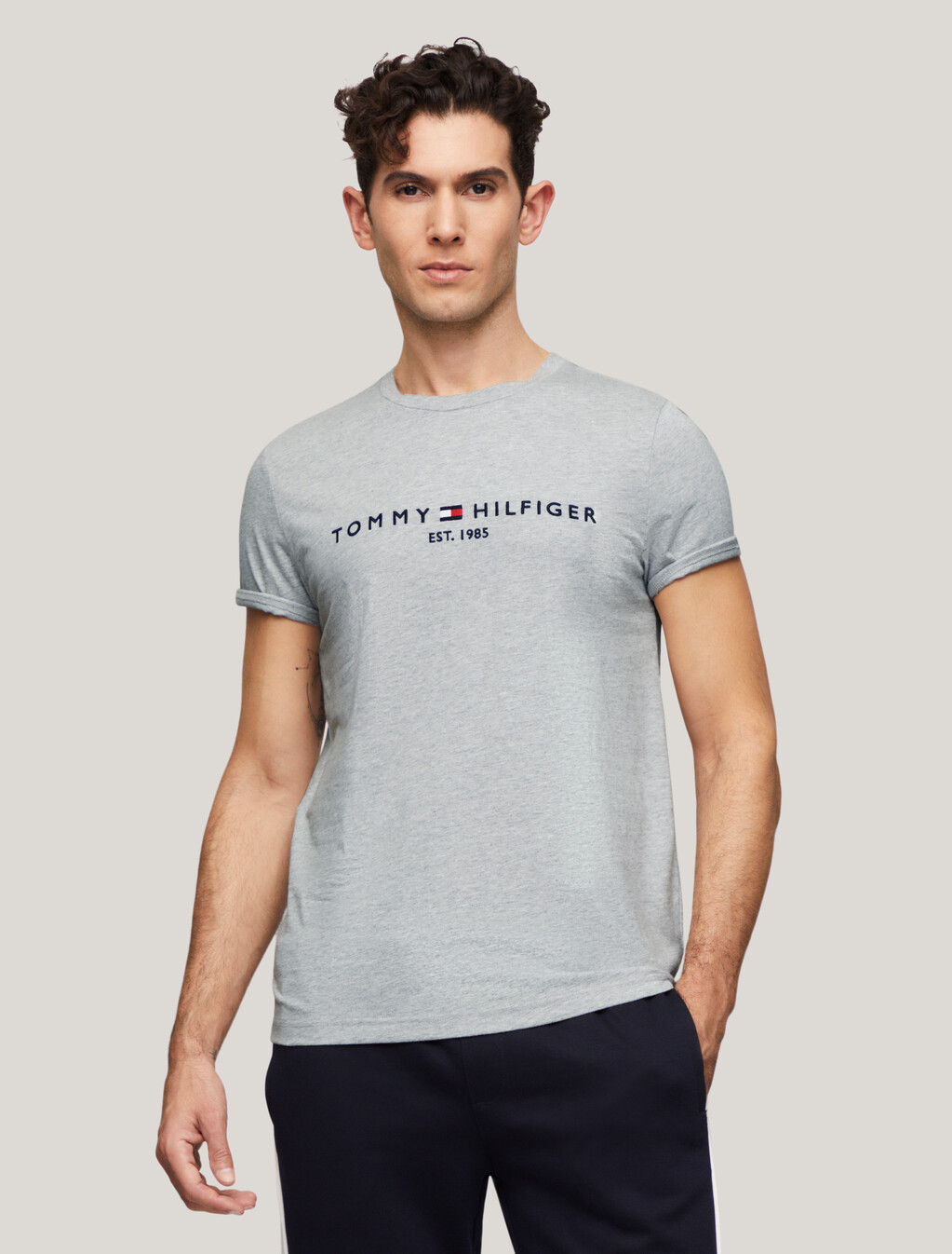 有機棉標誌上衣, Light Grey Heather, hi-res