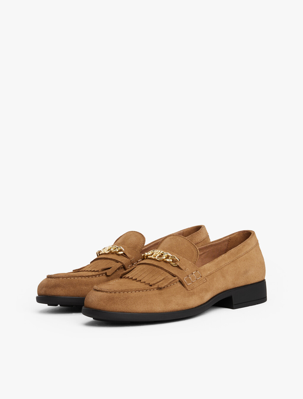 Suede Fringe Horsebit Loafers, Safari Canvas, hi-res