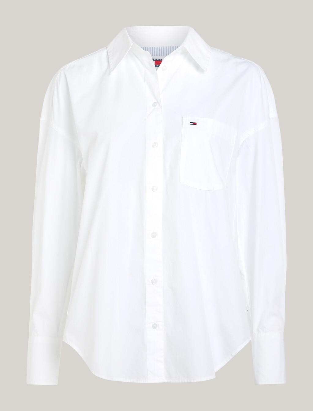 Oversized Script Logo Overshirt, White, hi-res
