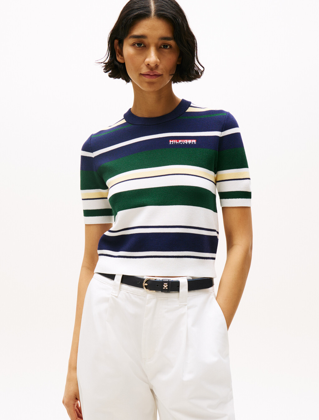 Hilfiger Sailing 航海風短袖毛衣, Yale Navy / Multi, hi-res
