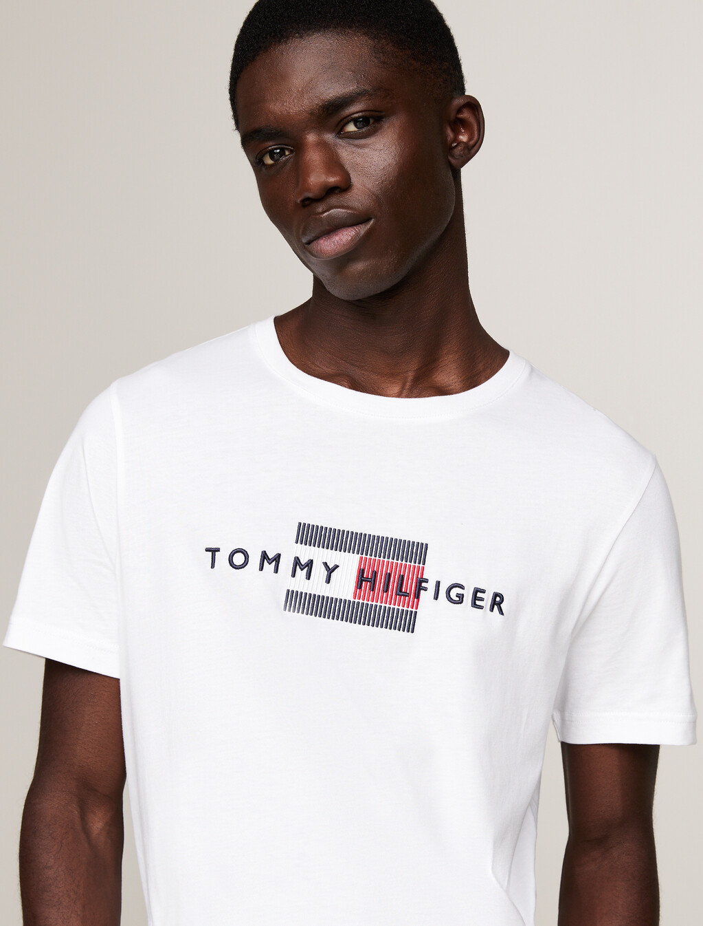 Hilfiger 旗幟刺繡 T 裇, White, hi-res