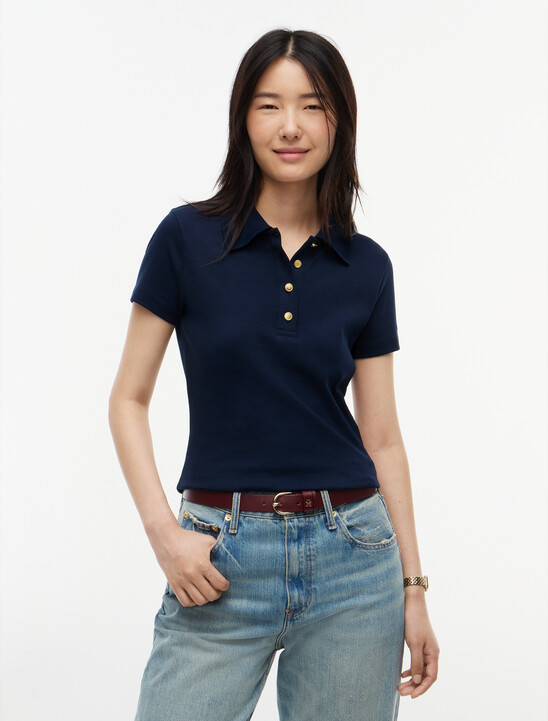 修身版型金屬色鈕扣 Polo 衫