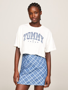 Hilfiger Prep Explorer Oversized Cropped T-Shirt, Ancient White, hi-res