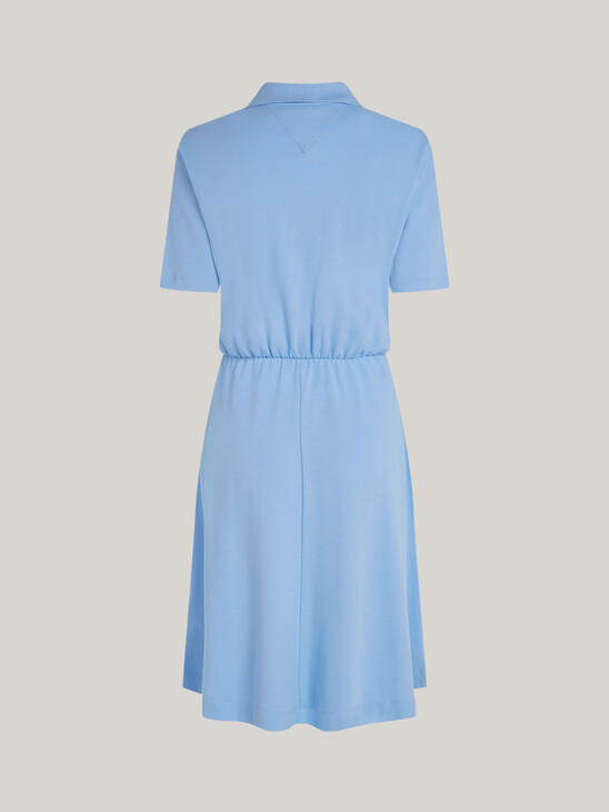 Zip Placket Fit And Flare Polo Dress