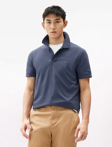 涼感絲質混紡 Polo 衫, Faded Indigo, hi-res