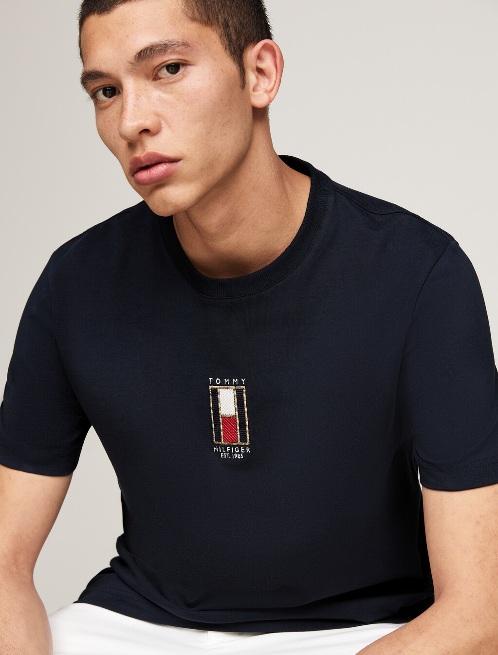 Vertical Flag Embroidery T-Shirt, Desert Sky, hi-res