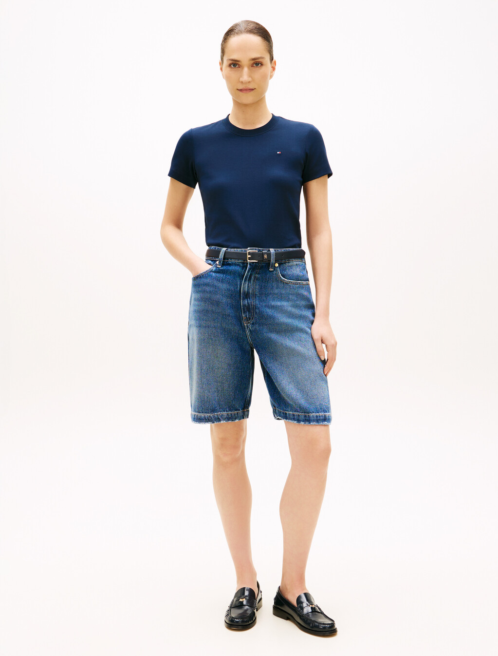 亞洲版型雙面針織圓領 T 恤, Dark Night Navy, hi-res