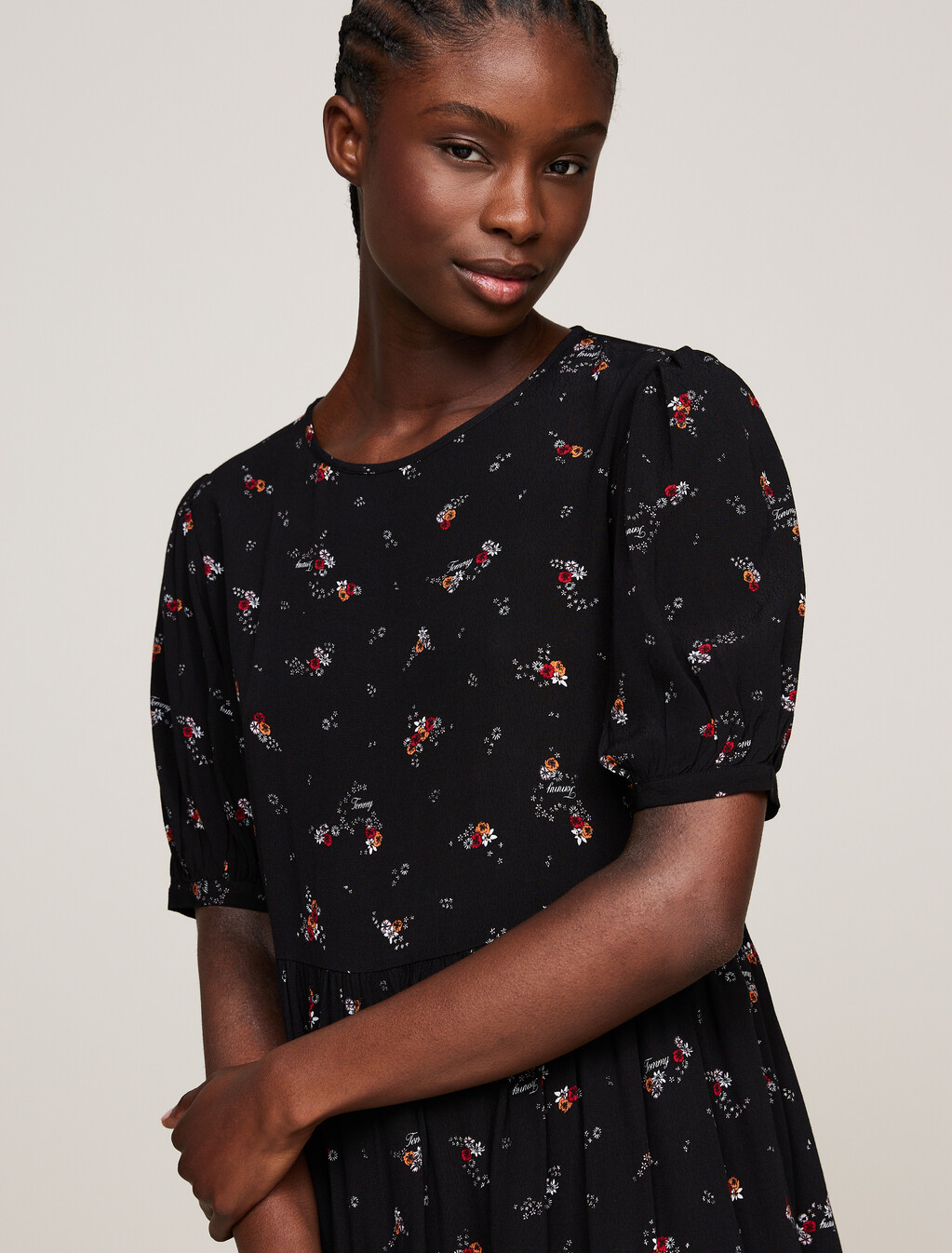 分層花朵圖案及膝洋裝, Black Mountain Floral, hi-res