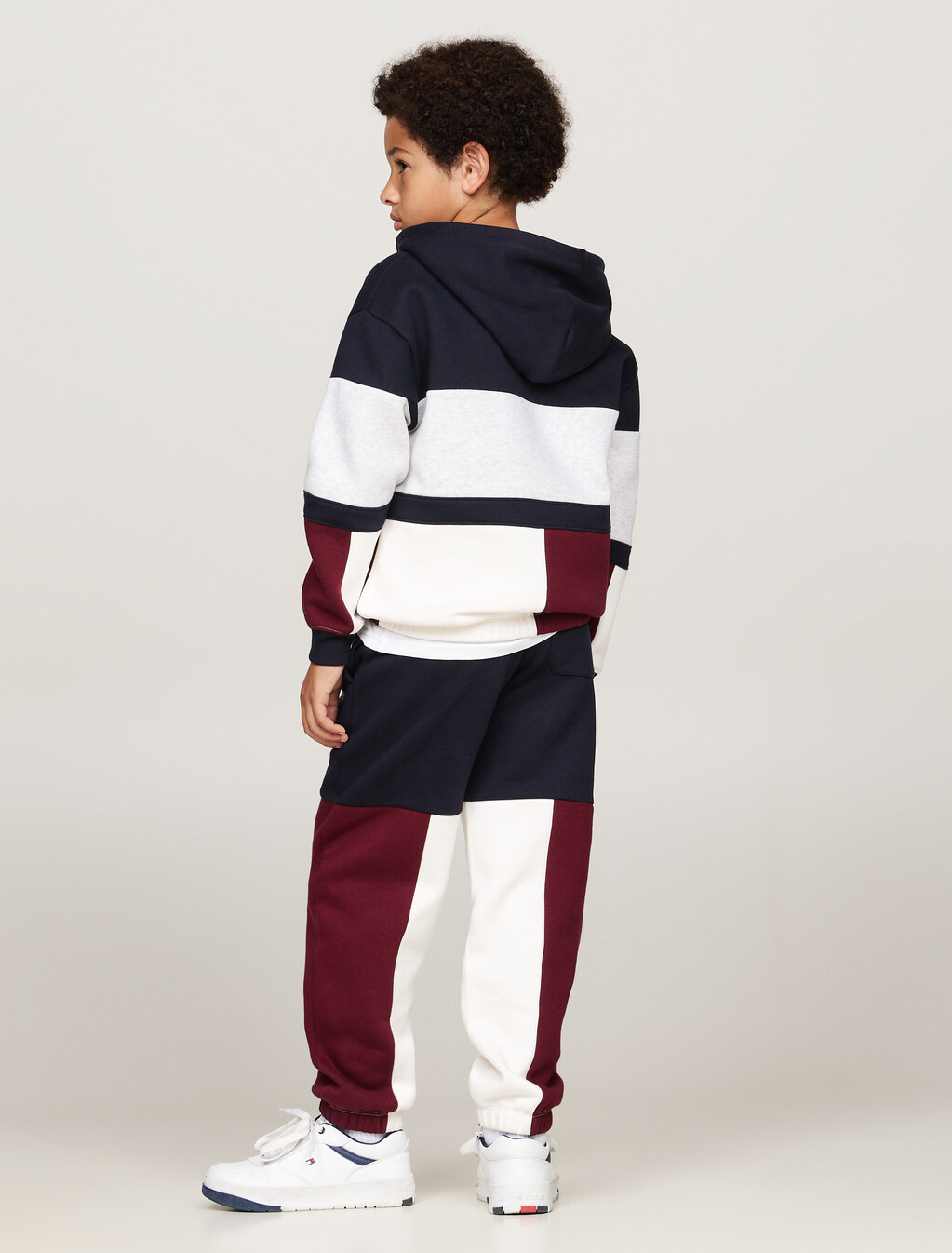 Colour-Blocked Quarter-Zip Hoody, Red White Blue, hi-res