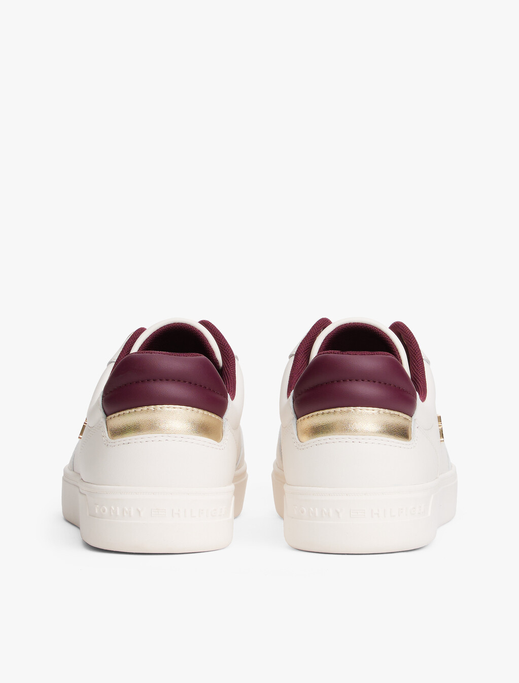 Leather TH Monogram Plaque Court Trainers, Ancient White, hi-res