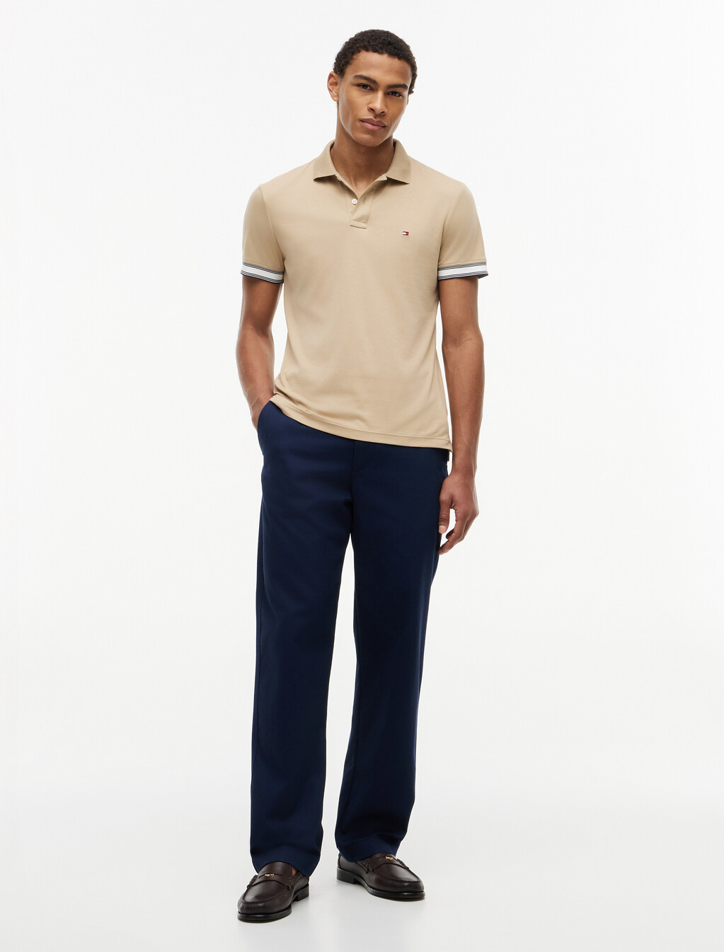 Slim Fit Fluid Cotton Polo Shirt, Batique Khaki, hi-res