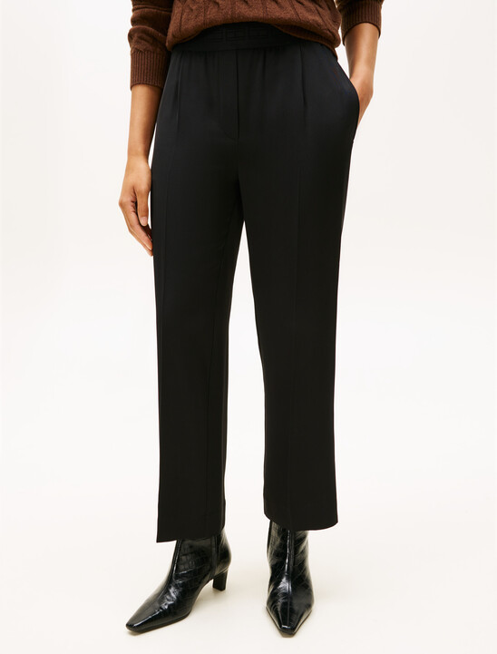 人造絲斜寬筒長褲