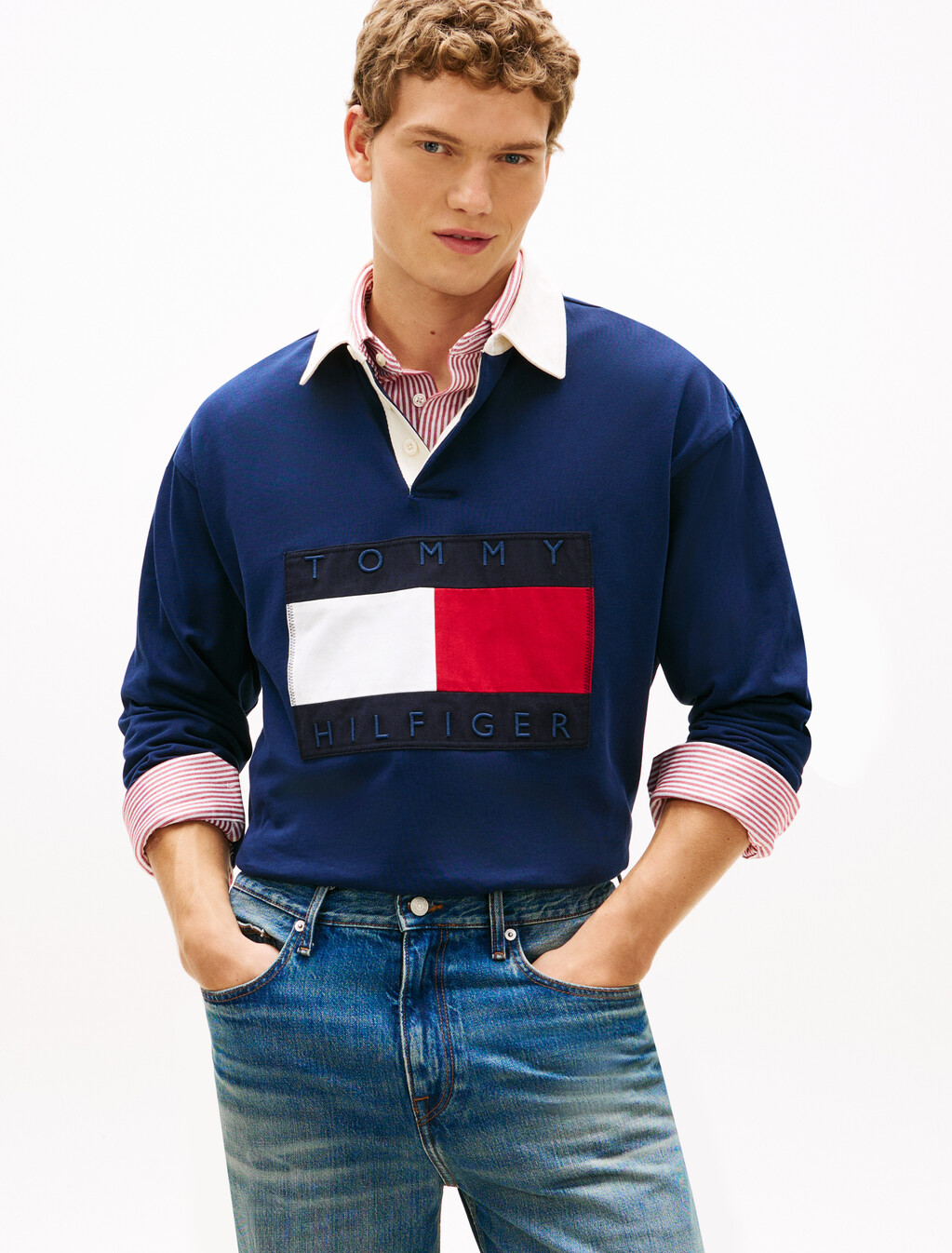 Flag Logo Relaxed Rugby Shirt, Carbon Navy, hi-res