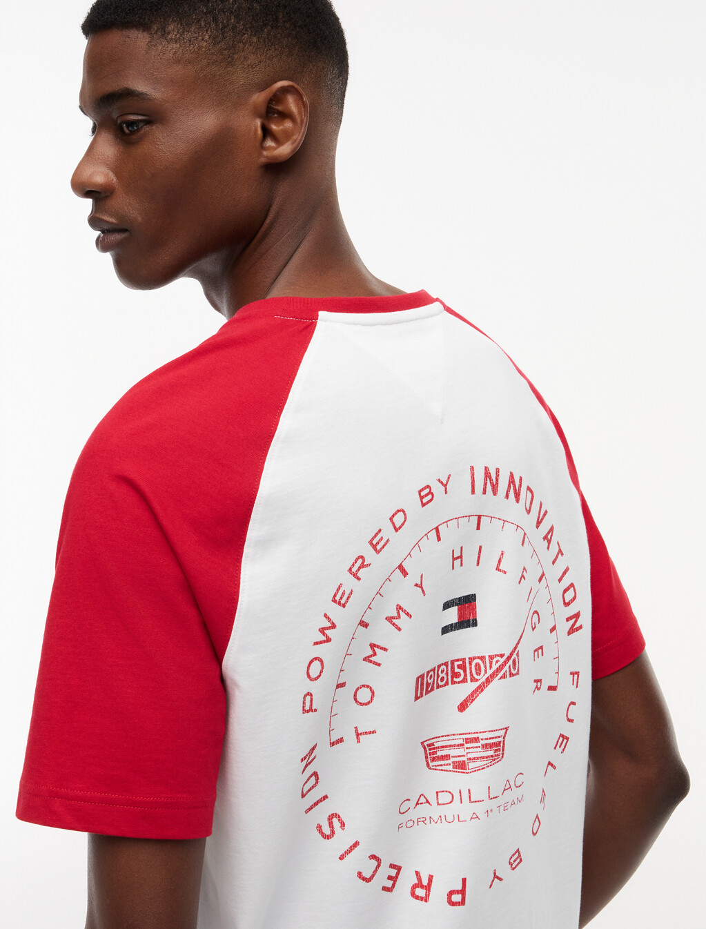 TH x Cadillac Formula 1&reg; Team Back Graphic Raglan T-Shirt, White / Red, hi-res