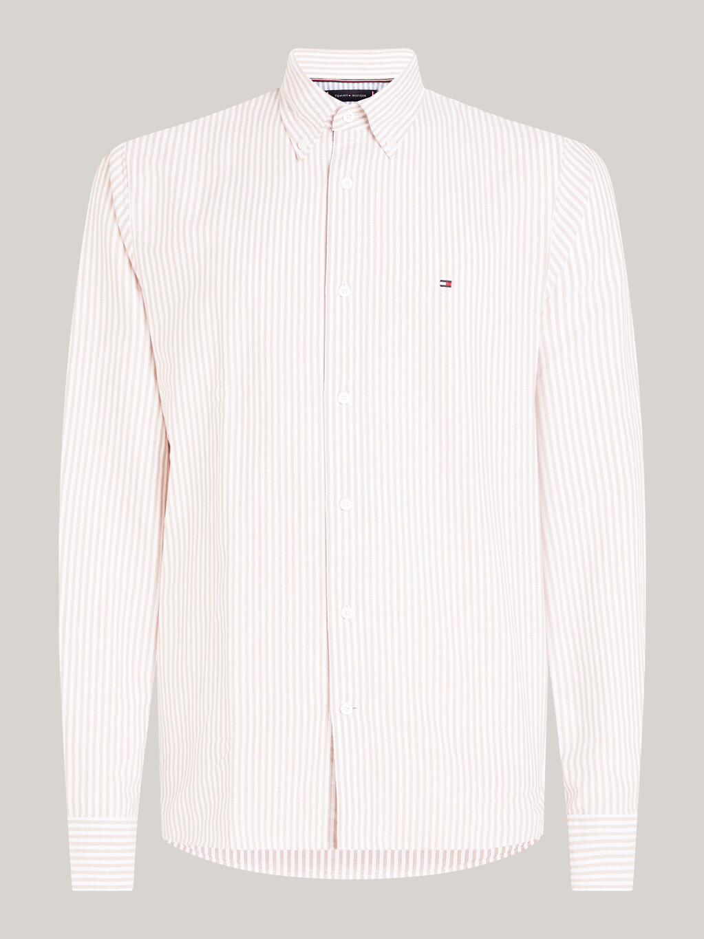 Heritage條紋標準版型牛津襯衫, Classic Khaki / White, hi-res