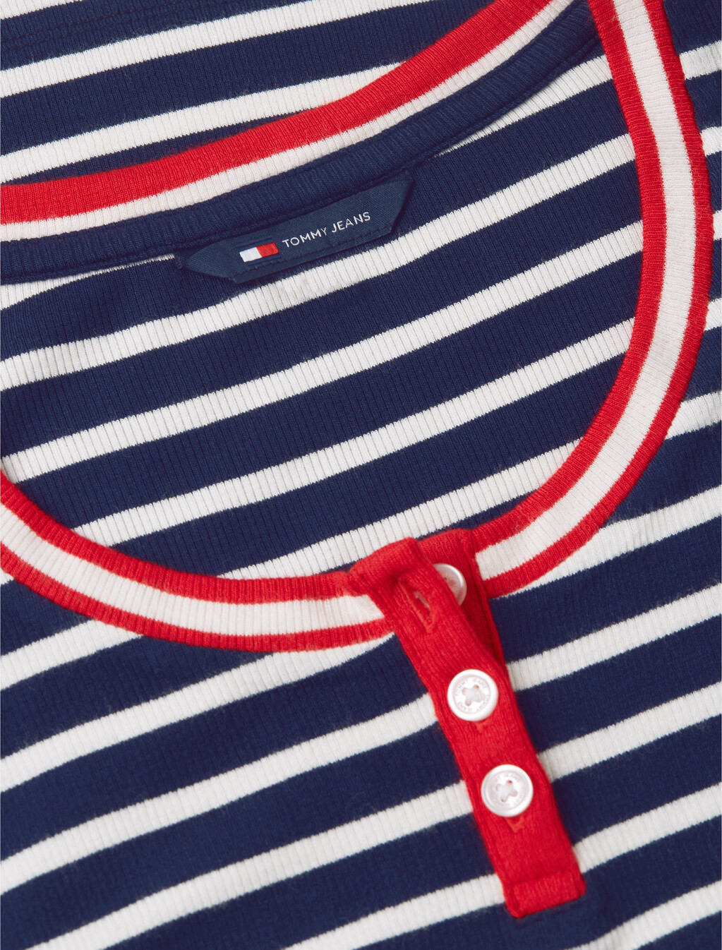 修身亨利領 T 恤, Navy / Stripe, hi-res