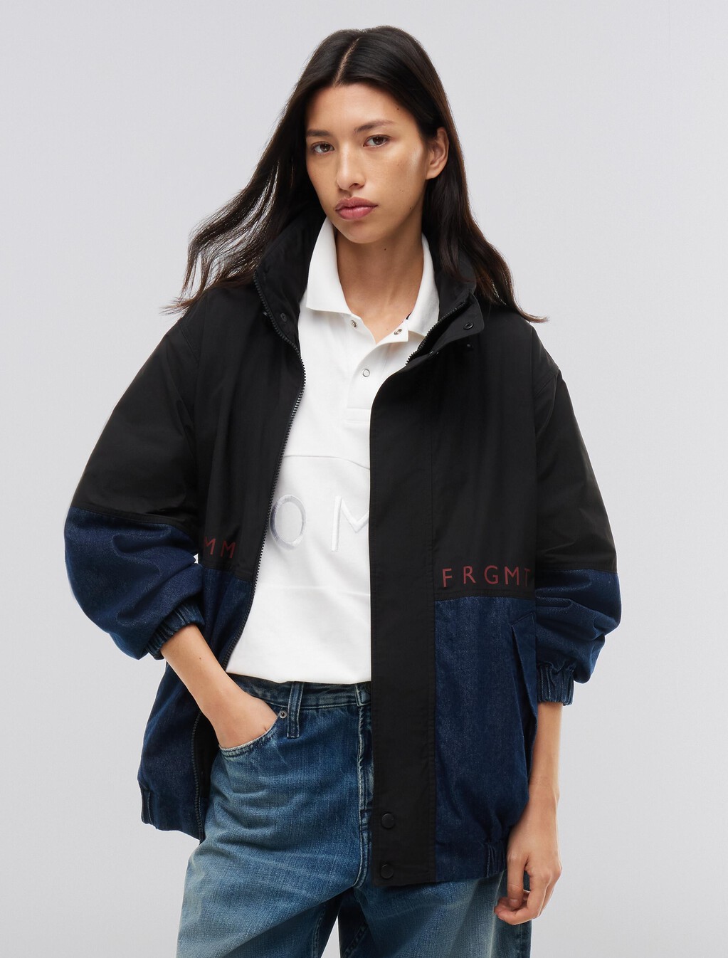 Tommy Hilfiger x FRGMT Colour-Blocked Regatta Jacket, Black / Flat Wash Denim, hi-res