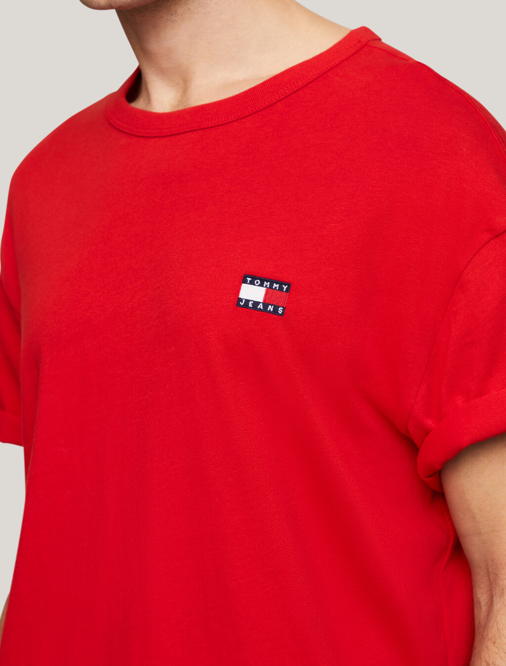 Badge Embroidery Crew Neck T-Shirt, Deep Crimson, hi-res