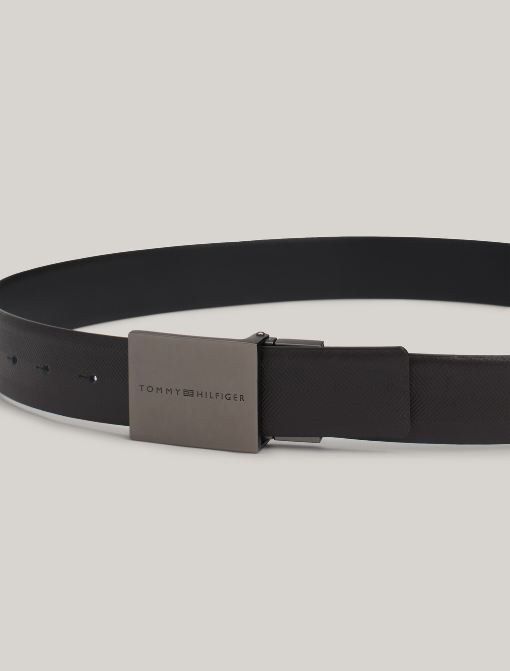 Reversible Textured Leather Belt, Black, hi-res