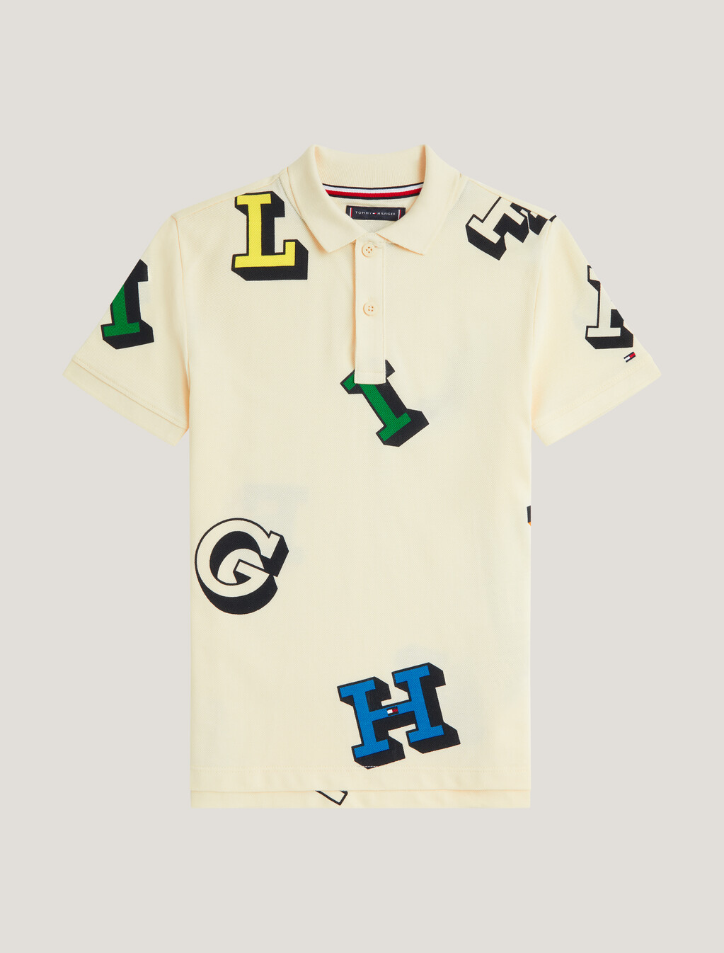 男童裝字母印花 Polo 恤, Calico, hi-res