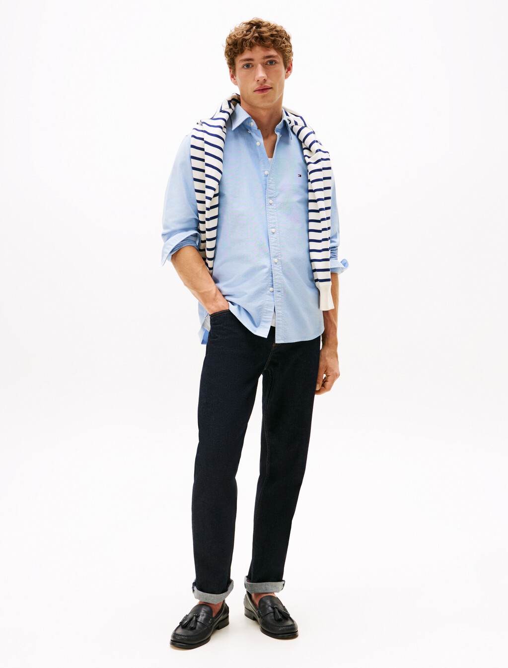亞洲版型經典牛津襯衫, Shirt Blue, hi-res