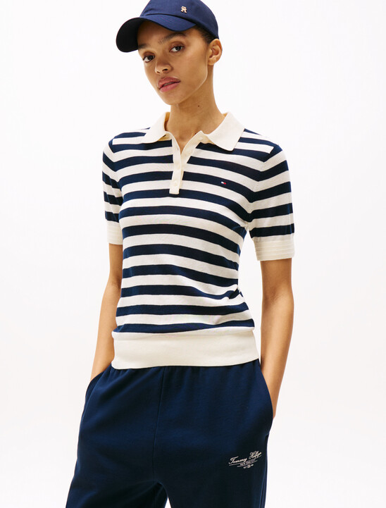 短袖 Polo 領毛衣