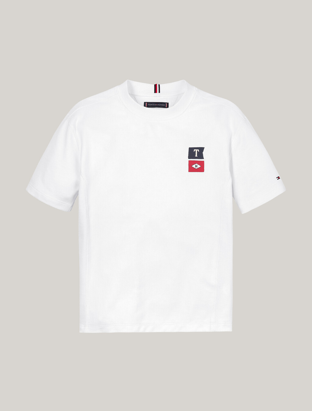 後背標誌圖案圓領 T 裇, White, hi-res