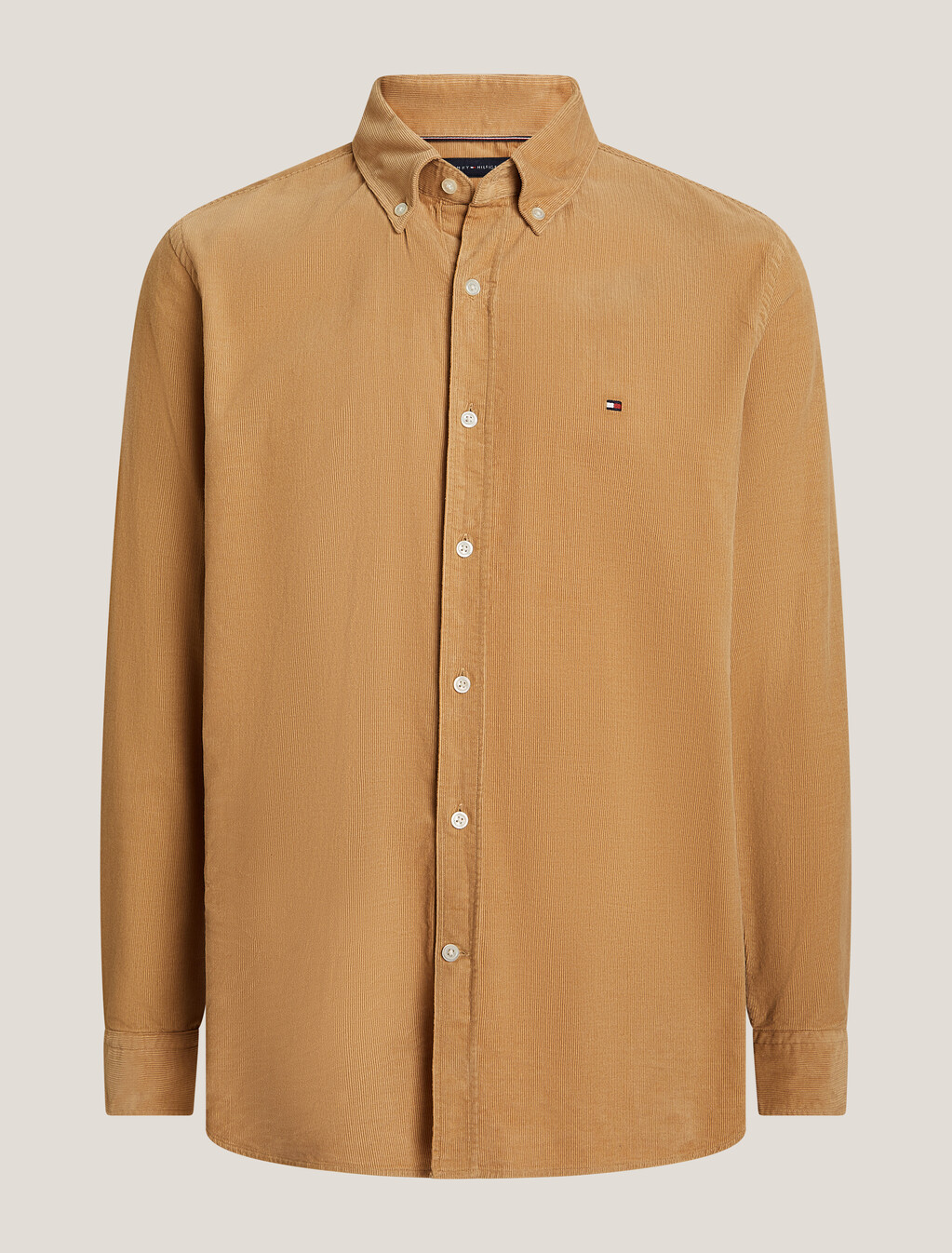 Solid Corduroy Regular Shirt, Safari Canvas, hi-res