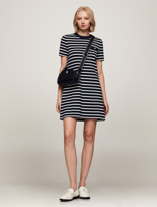 Stripe Crewneck Sweater Dress