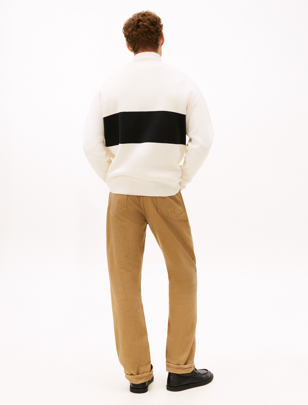 Relaxed Quarter-Zip Mock Neck Jumper, Ivory Petal, hi-res