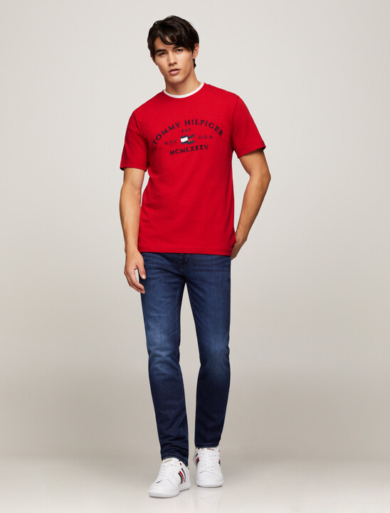 Logo Embroidery T-Shirt, Primary Red Logo Embroidery T-Shirt