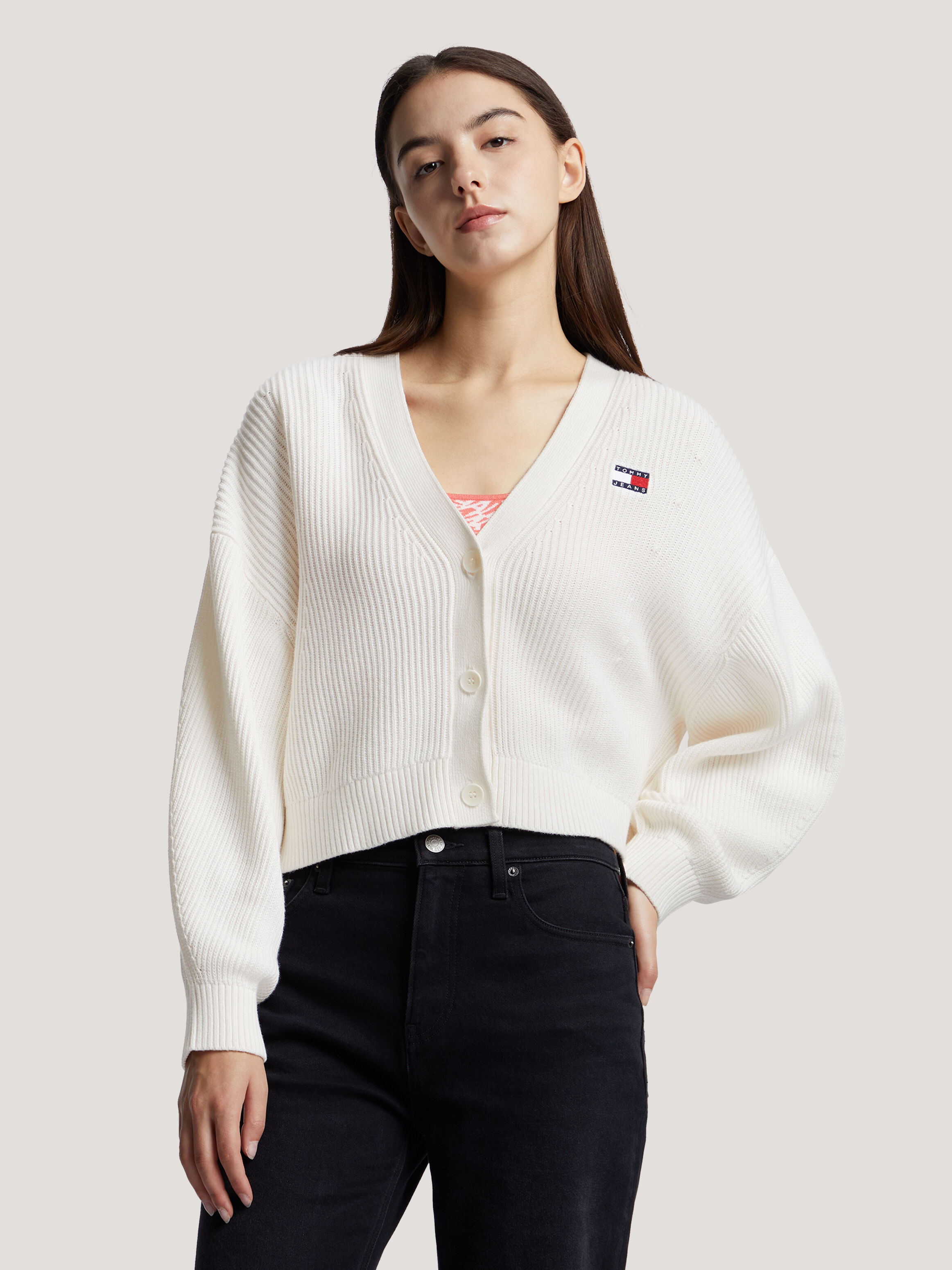 Cropped Rib Knit Cardigan
