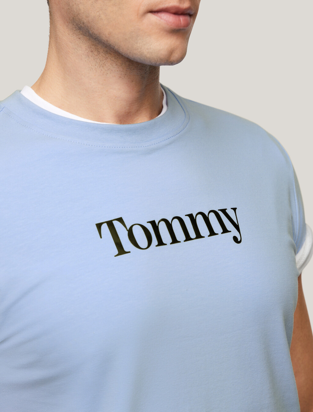 Metallic Tommy Extra Slim T-Shirt, Moderate Blue, hi-res