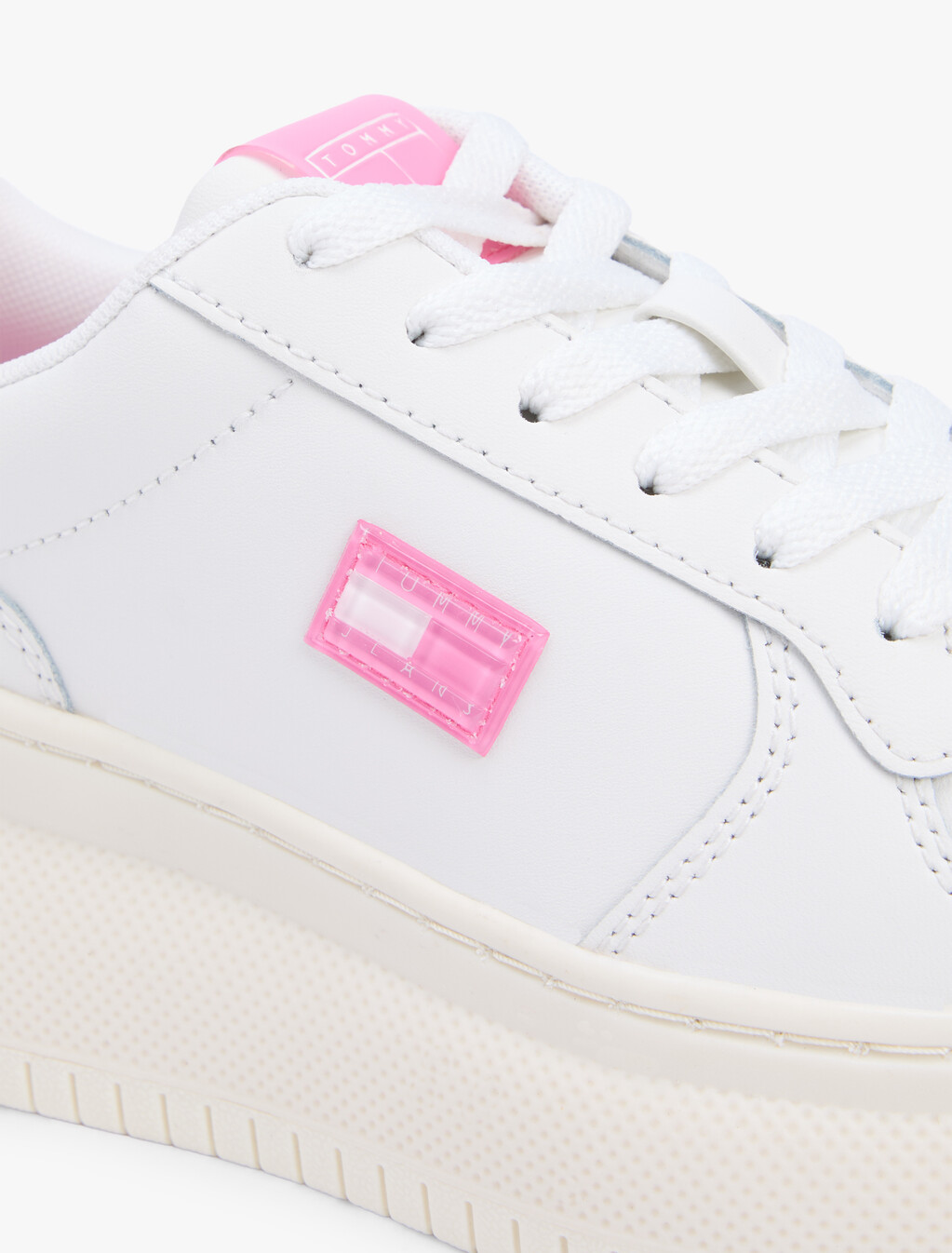 Fine Cleat Platform Basketball Trainers With Leather, Ecru/Synthetic Blush, hi-res