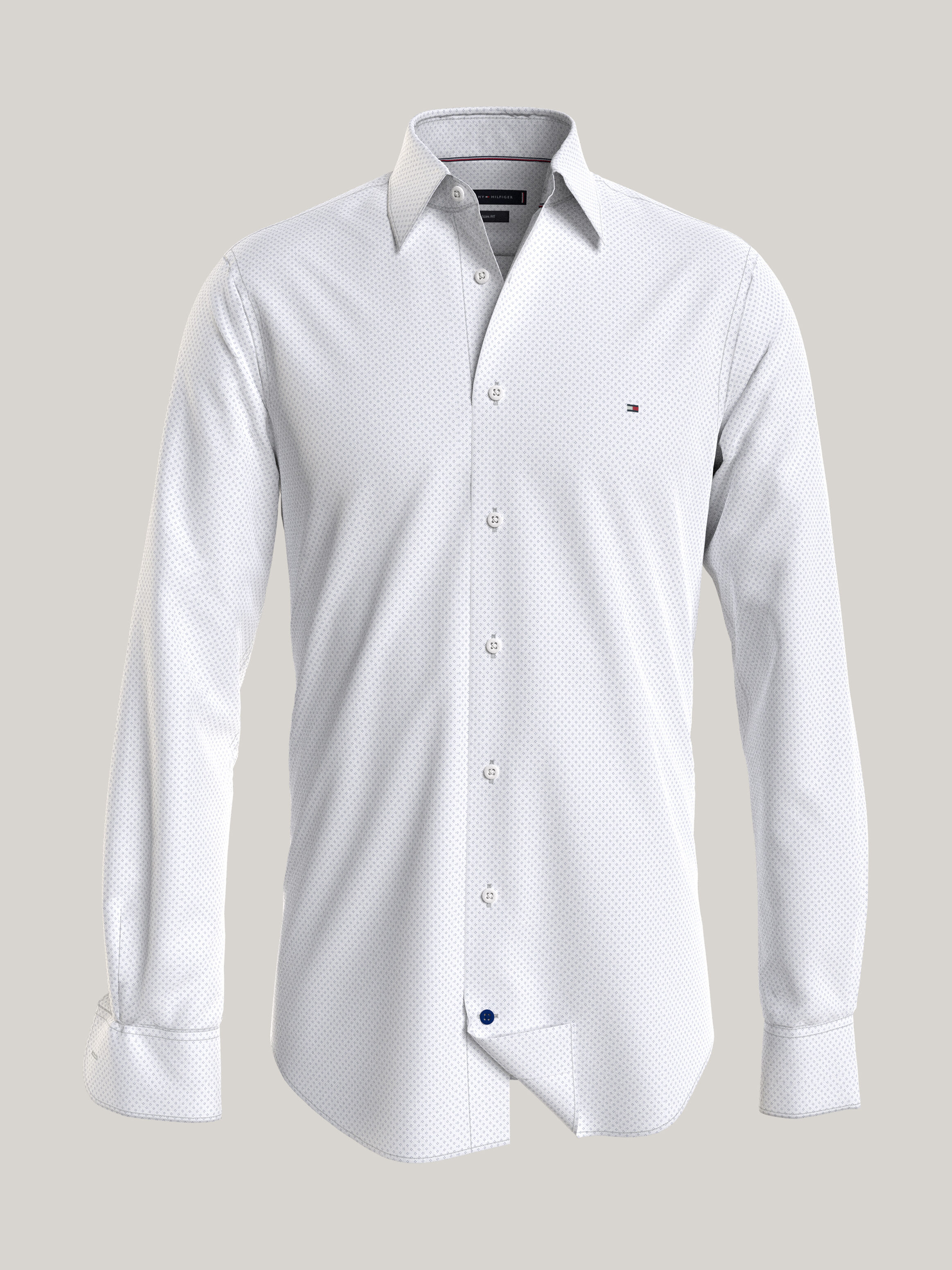 Micro Dot Print Regular Fit Shirt White/Light Blue