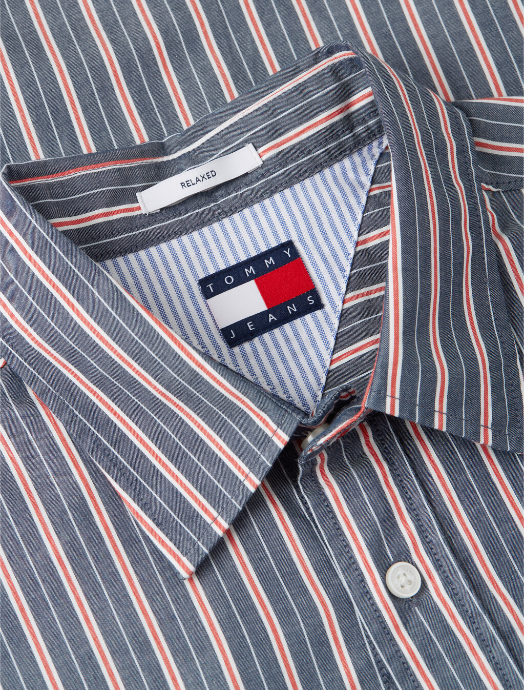 Relaxed Fit Stripe Short Sleeve Shirt, Dark Night Navy Stripe, hi-res