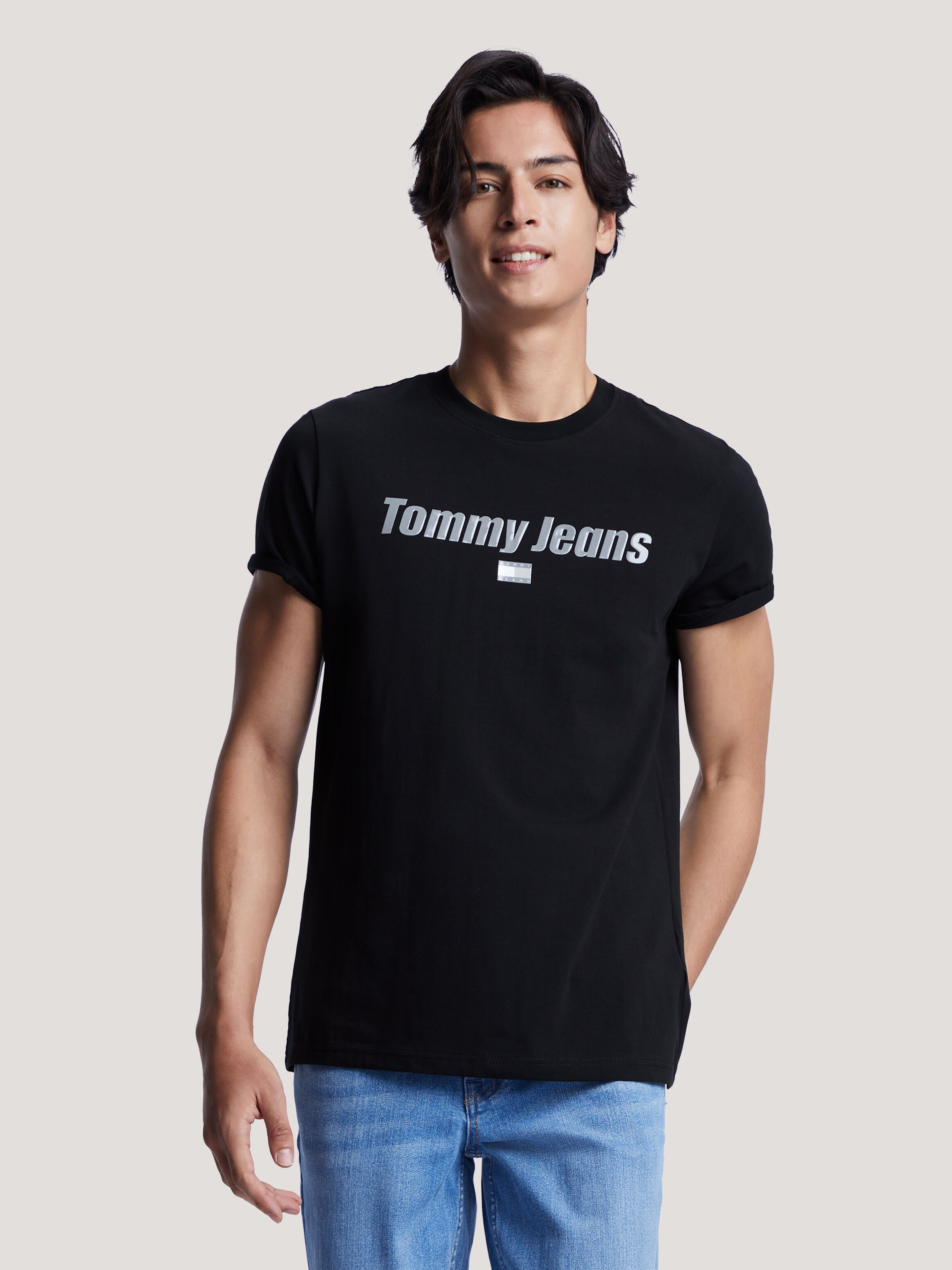 Tonal Gel Linear Logo Slim T-shirt Black