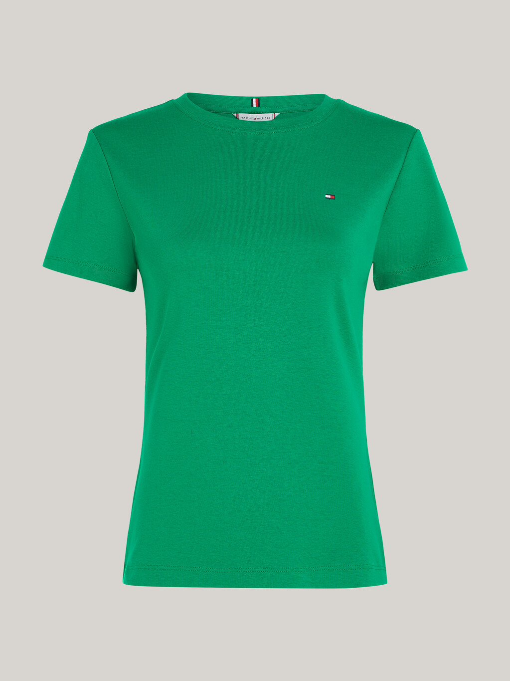 旗幟刺繡羅紋修身 T 恤, Olympic Green, hi-res