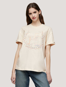Crest Monogram Embroidery T-Shirt, Calico, hi-res