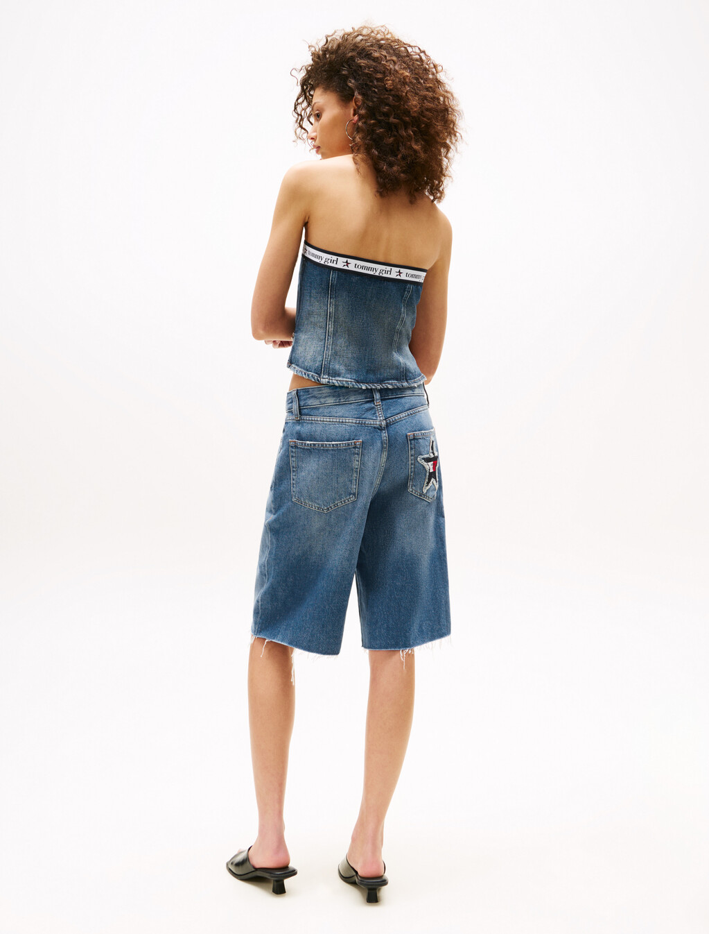 Tommy Girl 寬鬆牛仔短褲, Indigo Wash, hi-res