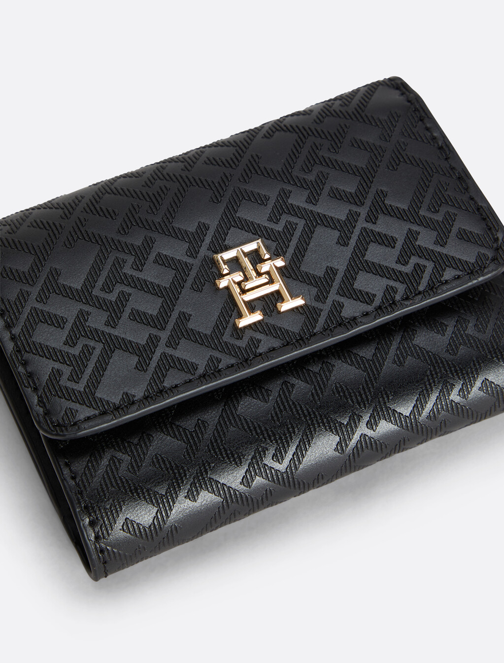 TH Monogram 三折式錢包, Black, hi-res