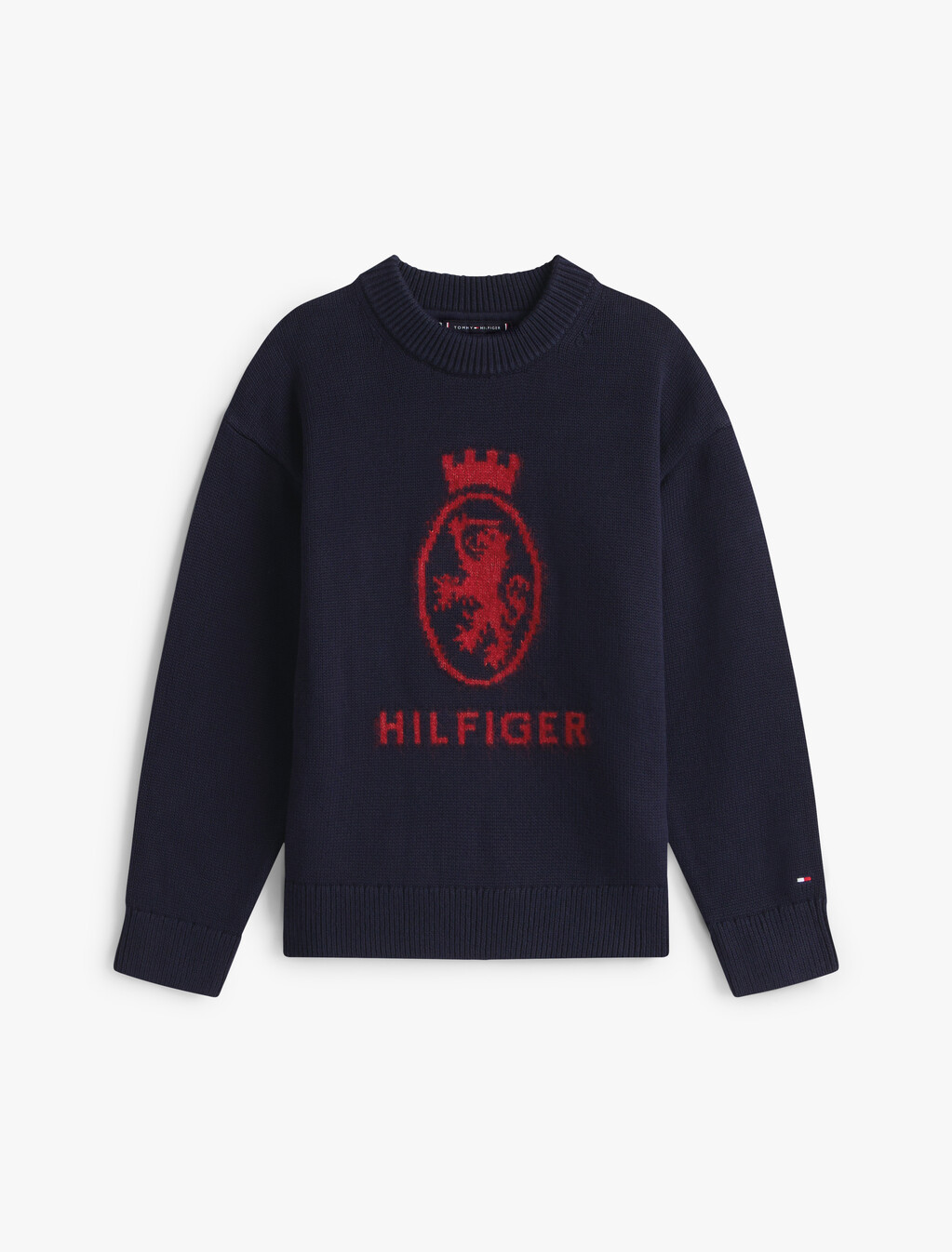 TH Crest Intarsia Crew Neck Jumper, Desert Sky, hi-res