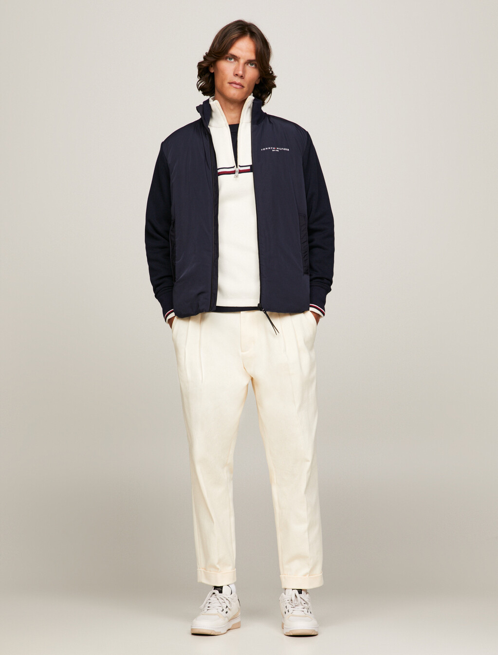 Stand-Up Collar Zip-Thru Sweatshirt, Desert Sky, hi-res