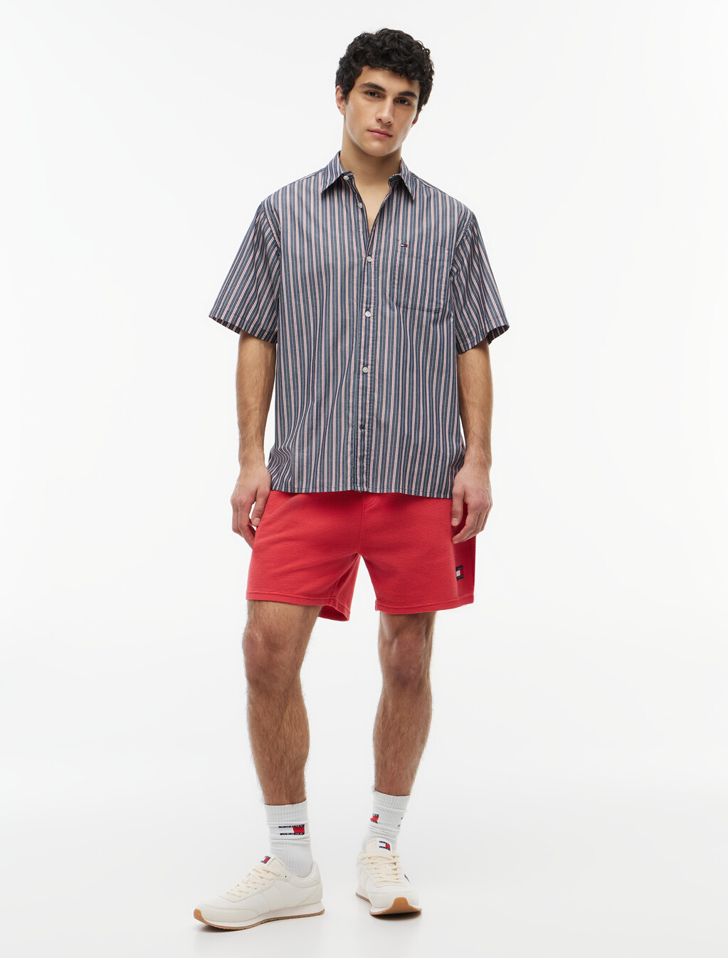 Relaxed Fit Stripe Short Sleeve Shirt, Dark Night Navy Stripe, hi-res