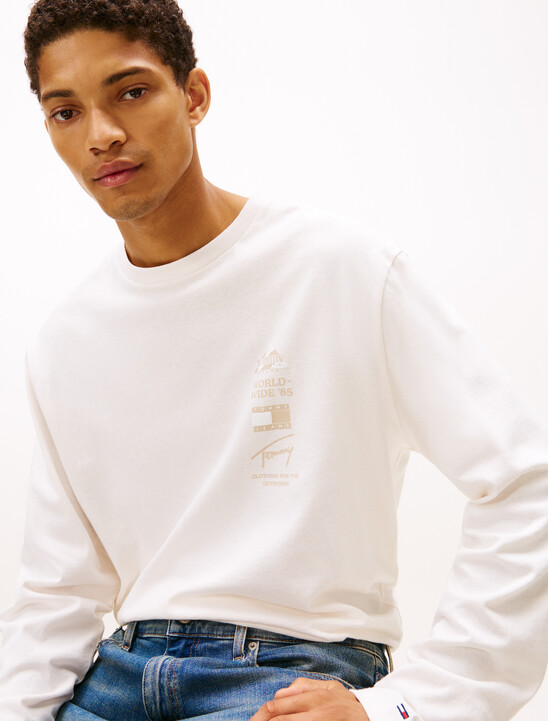 背面印花寬版長袖 T恤